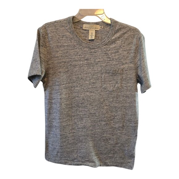 H&M LABEL OF GRADED GOODS L.O.G.G. TSHIRT MENS LARGE HEATHER BLUE CHEST POCKET - Picture 1 of 8
